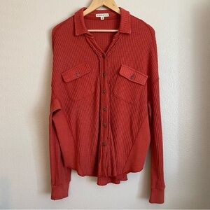 Women’s Frye and Co. waffle knit top  button up Size medium